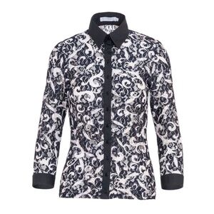Anne Fontaine Pennie Lace Sheer Button Down Shirt